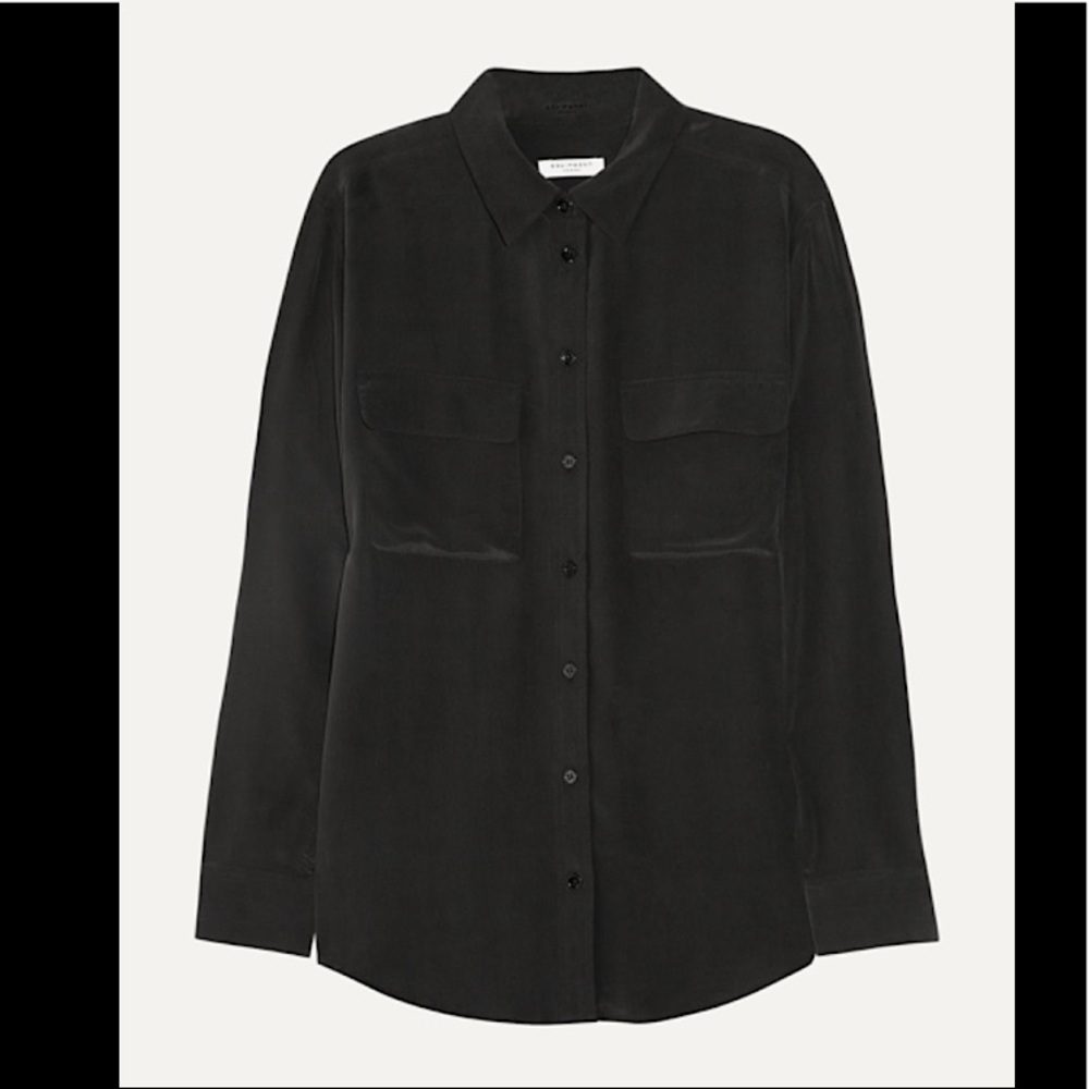 Equipment signature washed silk shirt S black